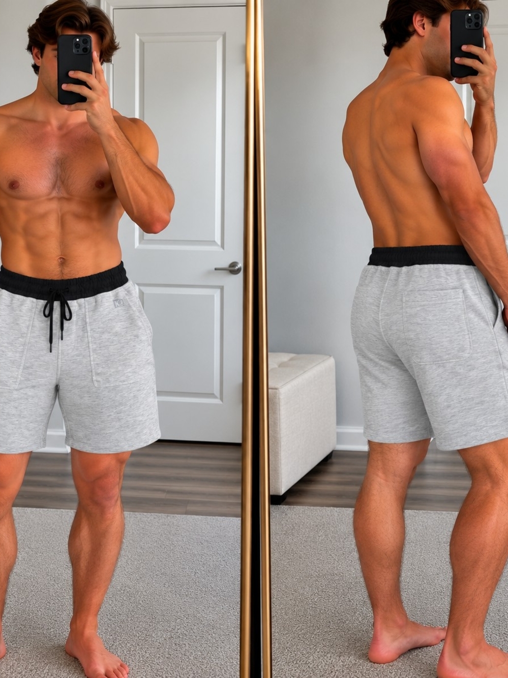 Kenneth Cole Active Men's Colorblock Performance Shorts Gray/Black Size Small